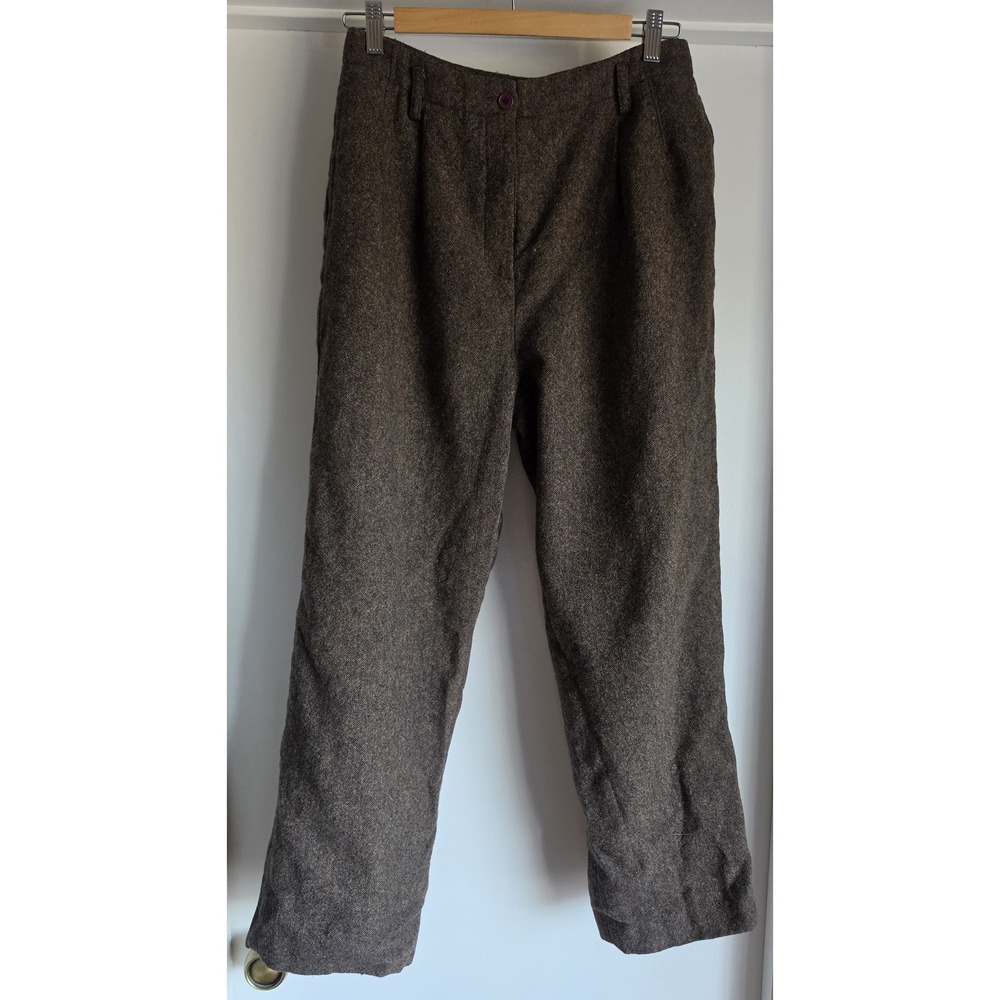 Sandro Dress Pants Women Size 10 Brown Wool Formal Trousers Slacks Classic